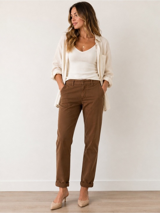 Frank & Oak Pants - Frank And Oak Women’s Brown Chino Pants Size 33 Straight Leg Casual